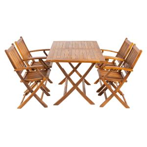 Conjunto de 4 sillones plegables de jardín y mesa de teca 1…