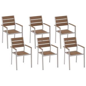 Conjunto de 6 sillas de jardín marrón
