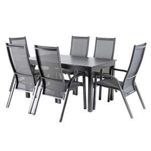 Conjunto de 6 sillones y mesa extensible de aluminio 152-21…