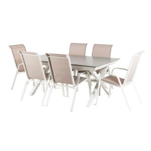 Conjunto de 6 sillones y mesa extensible de aluminio 170-24…