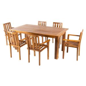 Conjunto de 6 sillones y mesa extensible de teca 180 a 240…