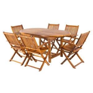 Conjunto de 6 sillones y mesa ovalada extensible de teca 16…