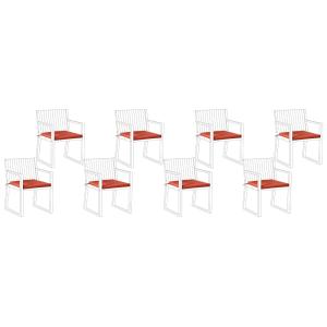 Conjunto de 8 cojines para sillas de jardín  46 x 46 cm Roj…