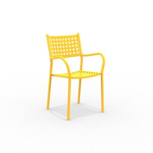 Conjunto de 8 sillones de metal amarillo con reposabrazos 5…