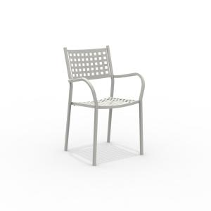 Conjunto de 8 sillones de metal gofrado blanco 53x53 cm 85h