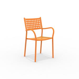 Conjunto de 8 sillones de metal naranja con reposabrazos 53…