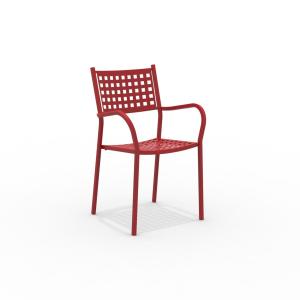 Conjunto de 8 sillones de metal rojo con reposabrazos 53x53…