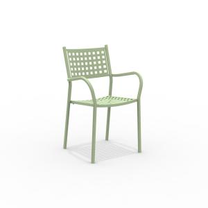 Conjunto de 8 sillones de metal verde con reposabrazos 53x5…