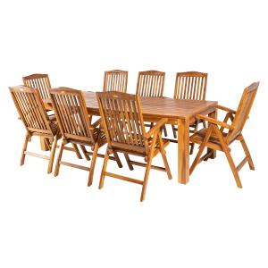Conjunto de 8 sillones reclinables  y mesa de madera de tec…