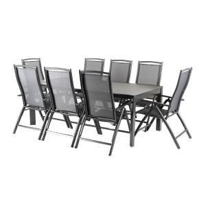 Conjunto de 8 sillones y mesa extensible de aluminio 200 a…