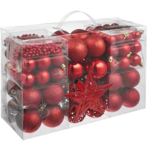 Conjunto de 86 bolas de navidad rojas polipropileno rojo