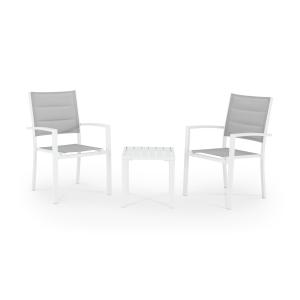 Conjunto de balcón 2 sillas con mesa baja blanco