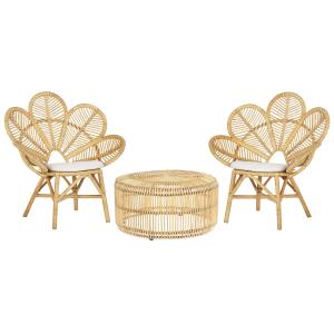 Conjunto de balcón con cojines beige ratán