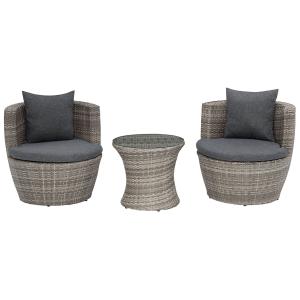 Conjunto de balcón con cojines gris