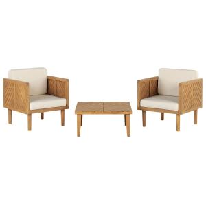 Conjunto de balcón con cojines madera marrón