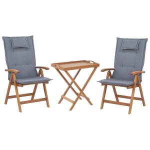 Conjunto de balcón con cojines plegable madera azul