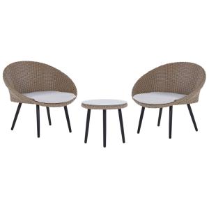 Conjunto de balcón de ratán sintético natural 2 personas