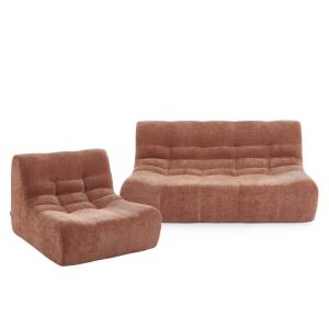 Conjunto de banco y sillón modular de 3 plazas en tejido ch…