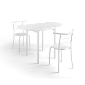Conjunto de cocina eva mesa y 2 sillas blanca. Patas lacada…
