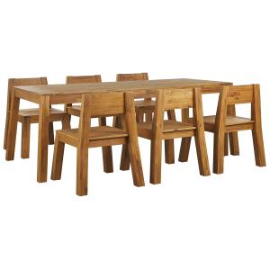 Conjunto de comedor 6 personas de madera de acacia madera c…