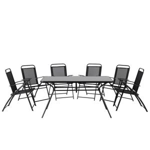 Conjunto de comedor 6 personas en acero negro