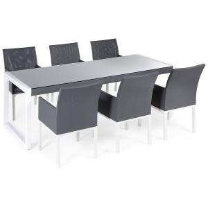 Conjunto de comedor 6 personas en aluminio gris