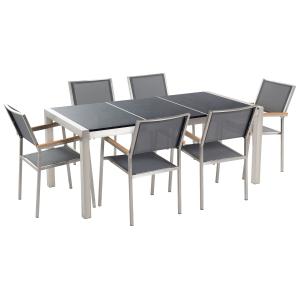 Conjunto de comedor 6 personas en granito, acero inoxidable…