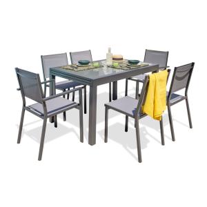 Conjunto de comedor 6 pl de aluminio antracita y tablero de…