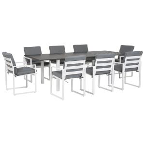 Conjunto de comedor 8 personas en aluminio gris