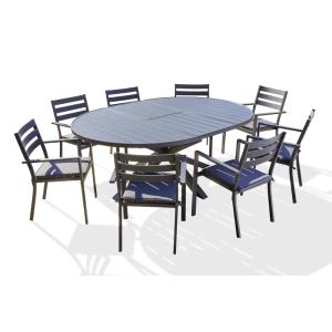 Conjunto de comedor 8 pl aluminio antracita con extensión m…