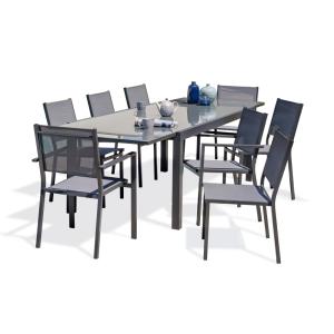 Conjunto de comedor 8 pl de aluminio antracita y tablero de…