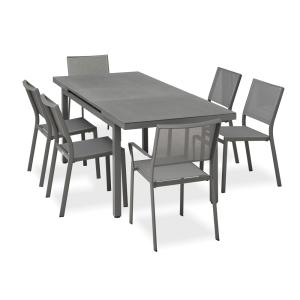 Conjunto de comedor de 6 plazas en aluminio