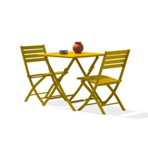 Conjunto de comedor de jardã­n 2 plazas de aluminio amarill…