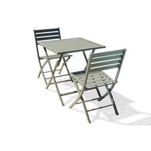 Conjunto de comedor de jardã­n 2 plazas de aluminio caqui