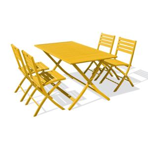 Conjunto de comedor de jardã­n 4 plazas de aluminio amarill…