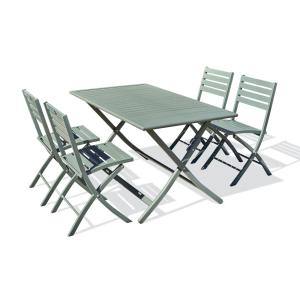 Conjunto de comedor de jardã­n 4 plazas de aluminio caqui