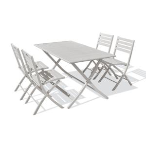 Conjunto de comedor de jardã­n 4 plazas de aluminio gris