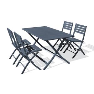 Conjunto de comedor de jardã­n 4 plazas de aluminio gris an…