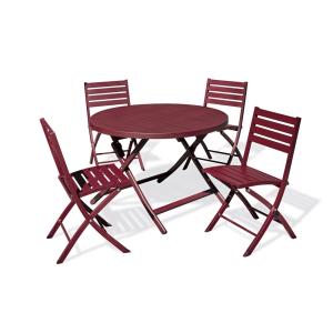 Conjunto de comedor de jardã­n 4 plazas de aluminio rojo ca…