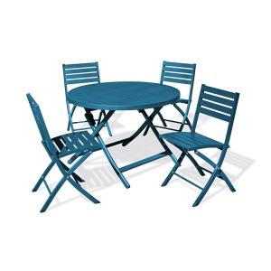 Conjunto de comedor de jardã­n 4 plazas de aluminio verde a…