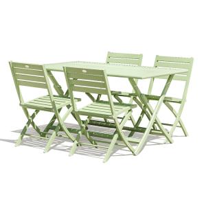 Conjunto de comedor de jardã­n 4 plazas de aluminio verde c…