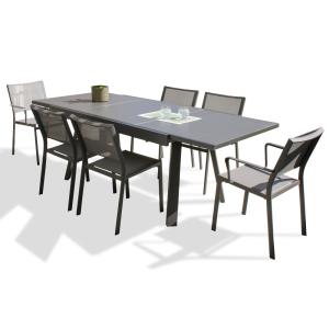 Conjunto de comedor de jardã­n 6 plazas de aluminio gris an…