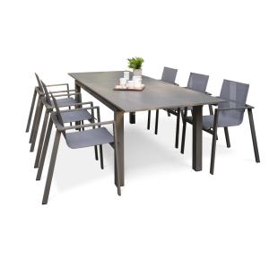 Conjunto de comedor de jardã­n 6 plazas de aluminio topo