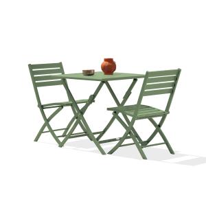 Conjunto de comedor de jardín 2 plazas de aluminio verde cl…