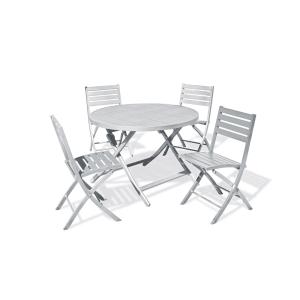 Conjunto de comedor de jardín 4 plazas de aluminio