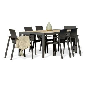 Conjunto de comedor de jardín 6 plazas con tablero cerámica…