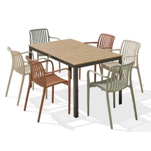Conjunto de comedor de jardín 6 plazas de aluminio