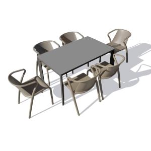 Conjunto de comedor de jardín 6 plazas de aluminio lacado