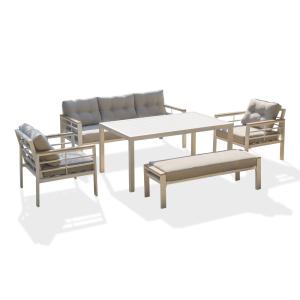 Conjunto de comedor de jardín 7 plazas de aluminio