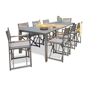 Conjunto de comedor de jardín 8 plazas de aluminio